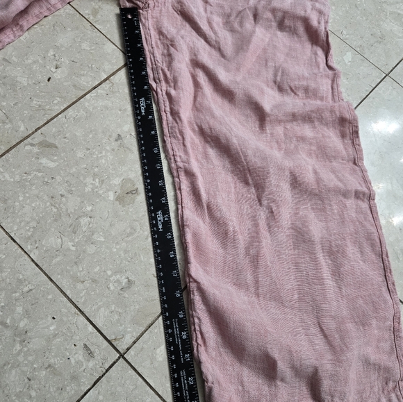Women's Tahari Pink Linen Cropped Capri Pants - Medium - Picture 4 of 5